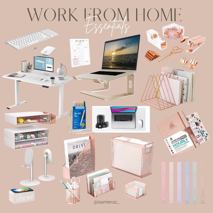 the work from home display is full of office supplies