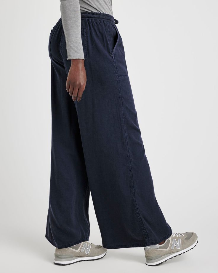 The comfort and ease of our Paula Wide Leg Pant will leave you reaching for it all season long. Made from a breathable linen blend, it's designed with a drawstring, roomy front and back pockets and the most relaxed wide leg ever. Elevate it with a sweater or a layering tee. Linen blend Drawstring waist Front and back pockets Ultra wide leg Versatile Cotton Sweatpants With Pull-on Style, Versatile Full-length Relaxed Fit Pants, Everyday Cotton Wide Leg Pants With Relaxed Fit, Everyday Cotton Wide Leg Pants With Elastic Waistband, Everyday Relaxed Fit Cotton Wide Leg Pants, Relaxed Wide Leg Everyday Bottoms, Relaxed Wide Leg Bottoms For Everyday, Comfortable Relaxed Fit Wide Leg Pants, Everyday Relaxed Fit Full Length Cargo Pants