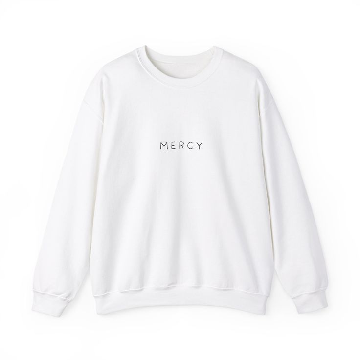 Embrace simplicity and faith with our Minimalist "Mercy" Sweatshirt. This cozy sweatshirt features a clean and elegant design with the word "Mercy" prominently displayed, making it a perfect addition to any wardrobe. Ideal for casual wear, church events, or as a thoughtful gift, this sweatshirt combines comfort and inspiration effortlessly. Key Features: Superior Comfort: Made with a medium-heavy fabric blend of 50% cotton and 50% polyester , this crewneck sweatshirt is extremely cozy and comfy and perfect for both active and leisure wear during those chilly months or nights. Perfect Fit: The classic fit and crew neckline provide a comfortable wearing experience with a sleek style, while the double-needle stitching at the shoulders, armholes, neck, waistband, and cuffs ensures exceptional Church Events, Sleek Fashion, Cozy Sweatshirts, Christian Inspiration, Minimal Design, Leisure Wear, Elegant Design, Casual Wear, Crew Neck Sweatshirt