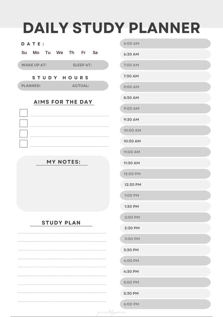 the daily study planner is shown in black and white