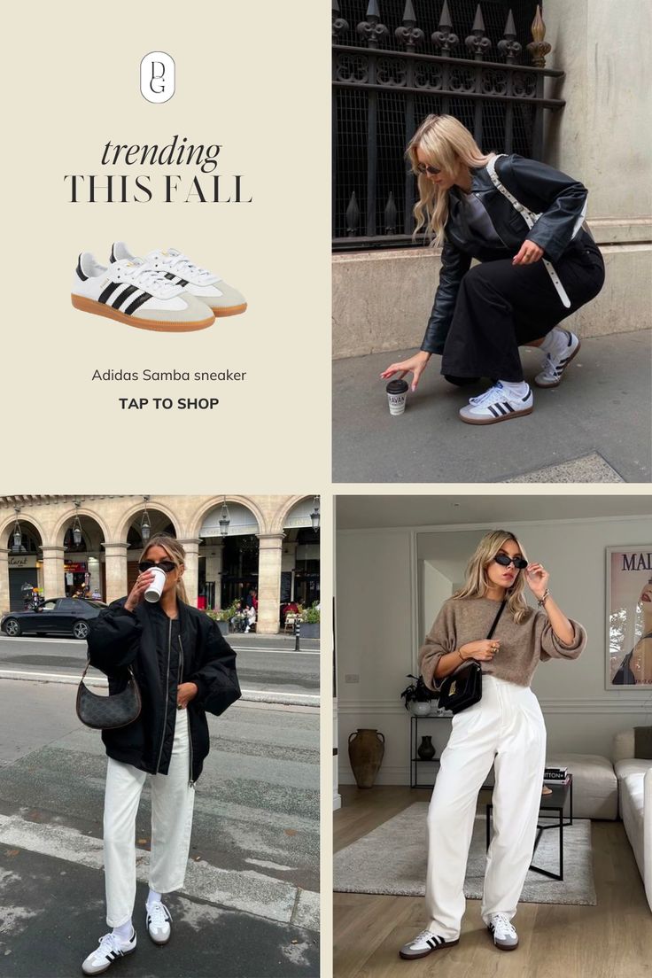 Women’s Sambas Outfits, Adidas Samba Shoes Women Outfit, Snikers Outfit Sneakers, Samba Classic Shoes Outfit, Adidas Samba Cloud White Outfit, Adidas Samba Og White Outfit, Style With Samba Shoes, How To Style Adidas Samba White, Samba Adv Shoes Outfit