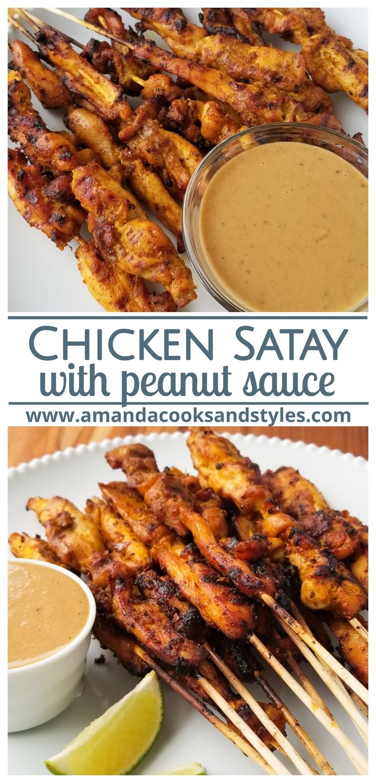 chicken satay with peanut sauce on the side