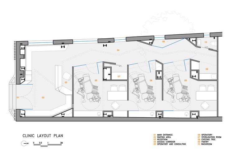 an office floor plan with chairs and desks in the center, and other furniture