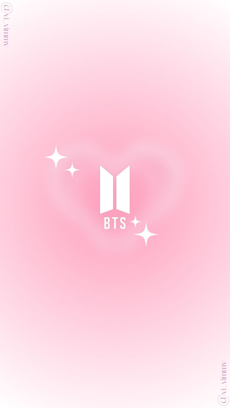 the btts logo on a pink background with stars in the shape of a heart