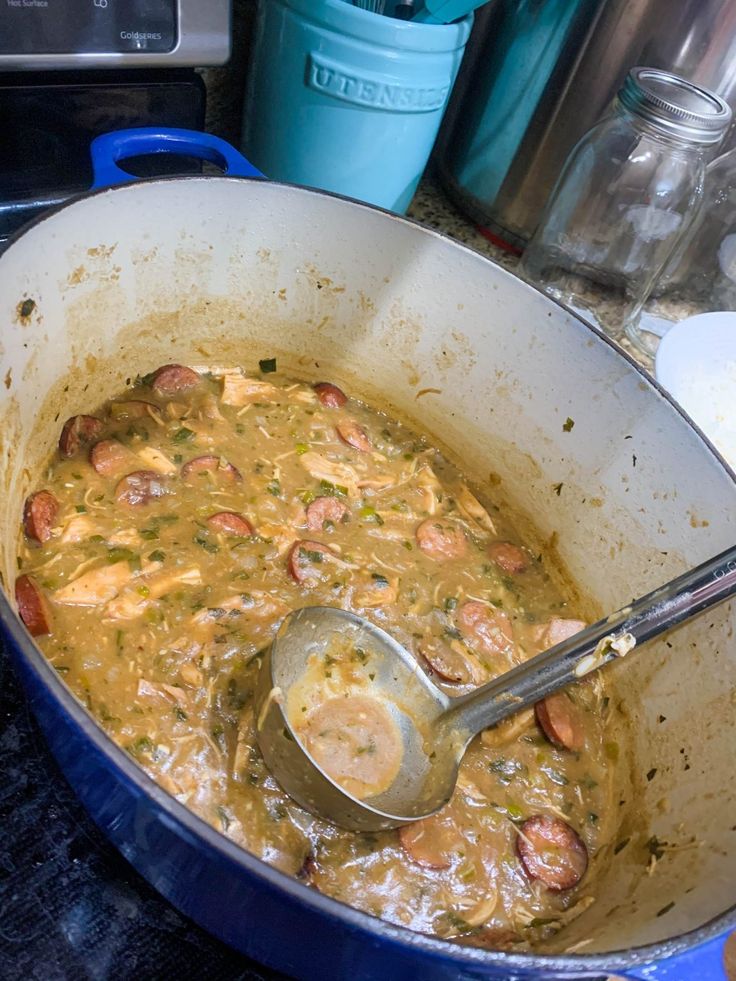 a large pot filled with food on top of a stove