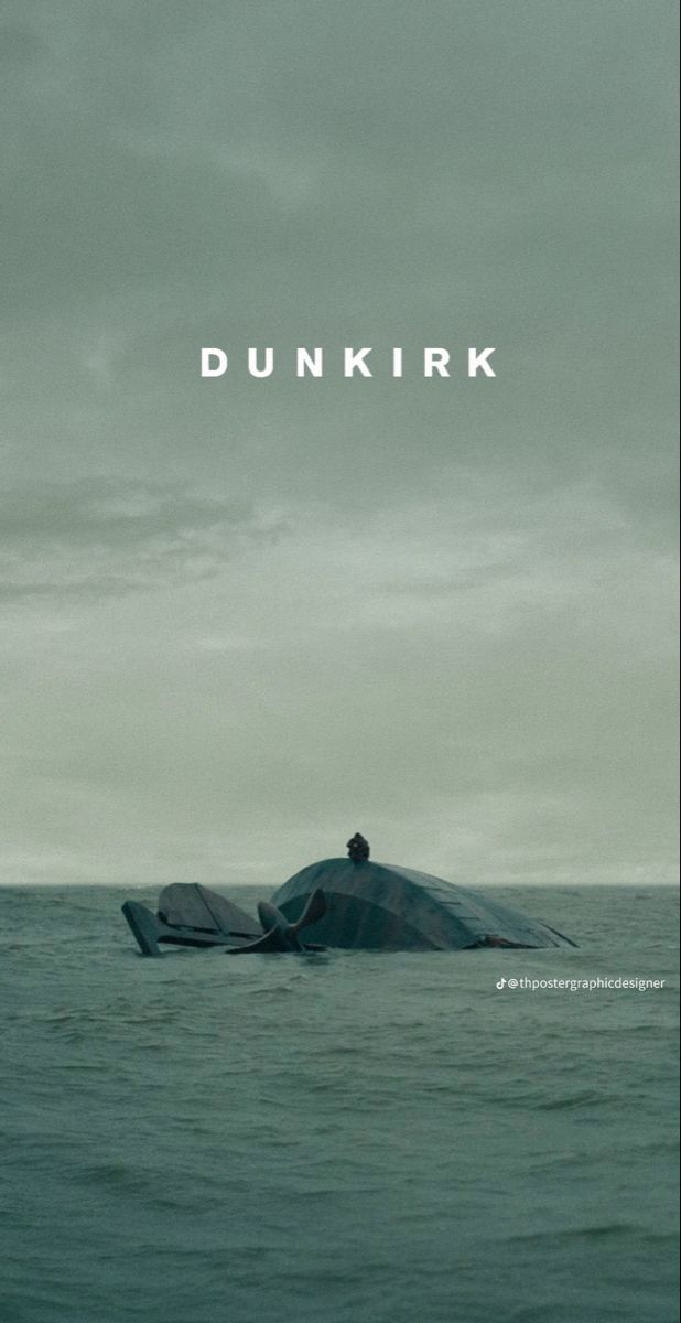 a boat floating on top of a body of water under a cloudy sky with the words dunkink above it