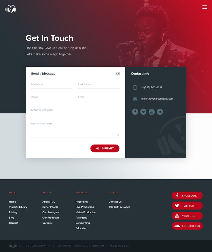 the landing page for a music website