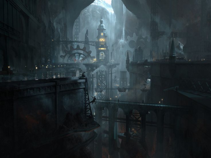 a dark city with lots of tall buildings