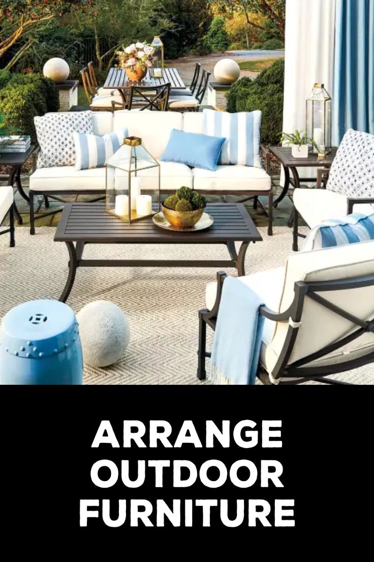 How to Arrange Outdoor Furniture Patio With Two Seating Areas, Lanai Furniture Layout, Outdoor Seating Arrangements, Outdoor Patio Seating Arrangements, Patio Arrangement Ideas Seating Areas, How To Arrange Outdoor Furniture, Long Narrow Patio Furniture Layout, Outdoor Deck Furniture Layout, How To Arrange Patio Furniture