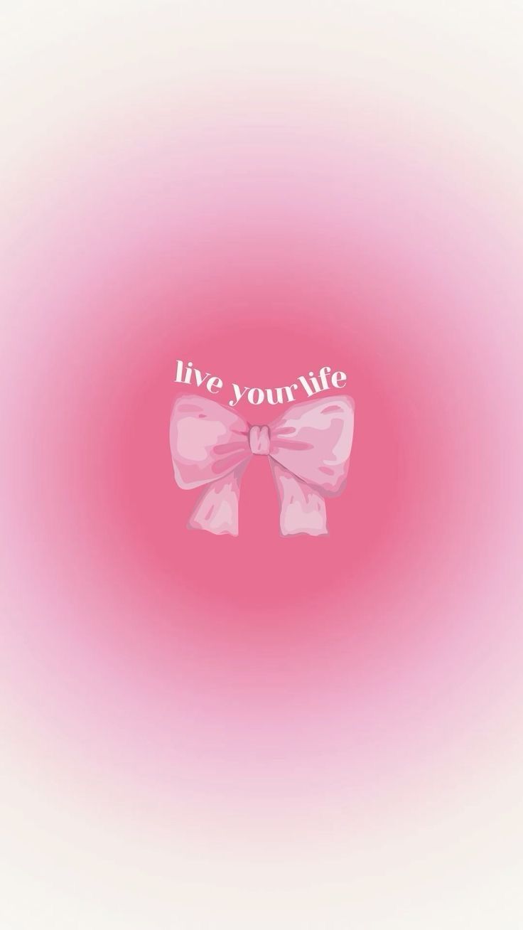 a pink bow with the words live, your life on it's side in white lettering