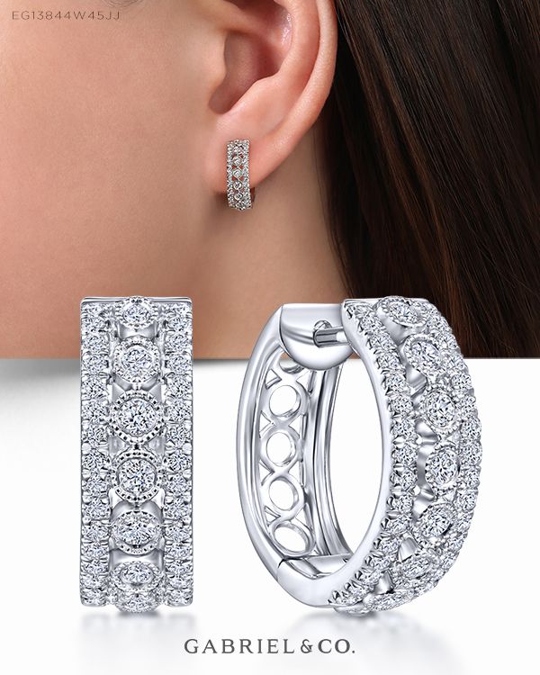 14K White Gold Fashion Earrings EG13844W45JJ #GabrielNY #DiamondJewelry #FineJewelry #GabrielAndCo #UniqueJewelry #FineJewelry#FashionJewelry#UniqueJewelry#GiftIdeas#UniqueGifts #DiamondJewelry #Jewelry  #Earrings #FashionEarrings #WhiteGoldEarrings#WhiteGoldFashionEarrings#GoldEarrings#GoldFashionEarrings Luxury Screw Back Diamond Earrings As Gift, Luxury White Gold Cable Chain Earrings, Luxury Diamond Earrings With Single Cut Diamonds, Luxury Designer Diamond Earrings, Luxury Everyday Diamond Earrings With Pave Setting, Luxury Platinum Diamond Earrings With Vs Clarity, Luxury Gia Certified Engagement Earrings, Luxury Fine Jewelry Single Cut Diamond Earrings, Luxury Fine Jewelry Earrings With Vvs Clarity