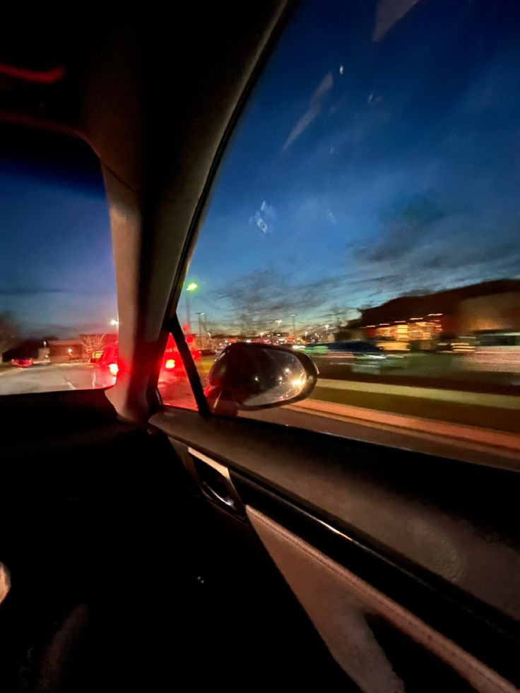 the view from inside a car at night time