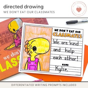 Important Note: This product is also included in the full Creative Comprehension Kit for We Don't Eat Our Classmates! If you already own the kit, then you already own this directed drawing!Spark creativity and foster a love of reading by celebrating your students favorite picture books characters! With this resource, you will provide your students with the opportunity to draw Penelope from this fun read aloud and student favorite, We Don't Eat Our Classmates! Pair the drawing with a fun writing Books Characters, Fun Writing Prompts, Ela Centers, Author Study, Interactive Read Aloud, Directed Drawing, Love Of Reading, Author Studies, Read Alouds