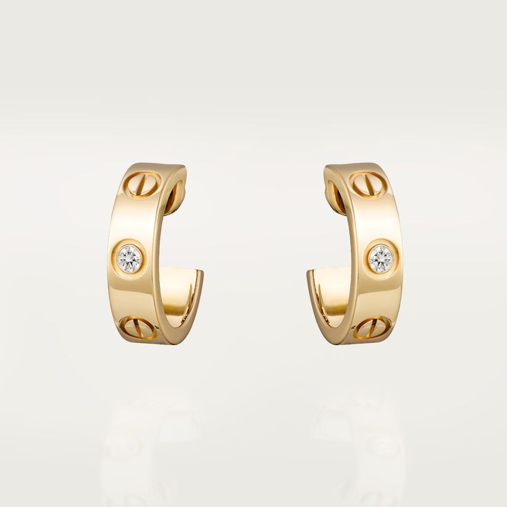 Elegant Cartier White Gold Earrings, Luxury Cartier White Gold Earrings, Luxury White Gold Huggie Earrings, Elegant Cartier Diamond Earrings, Luxury Cartier Diamond Earrings, Luxury Yellow Gold Diamond Huggie Earrings, Luxury Yellow Gold Hoop Earrings With Brilliant Cut, Luxury Yellow Gold Brilliant Cut Hoop Earrings, Luxury Cartier Earrings For Anniversary