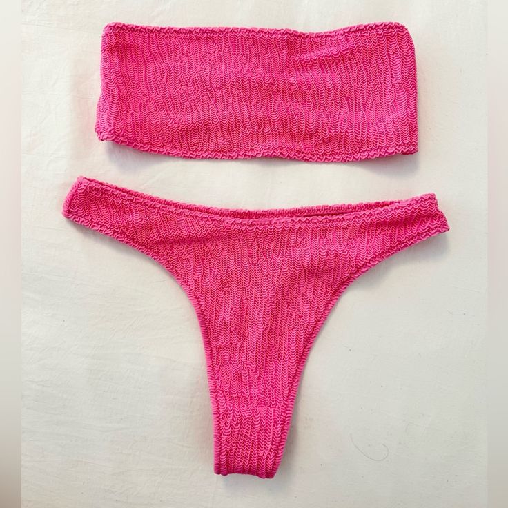 Pink Crinkle Bikini 437. New Never Worn, Sterile Strip On. Size Small Both Top & Bottom. Casual Textured Swimwear For Poolside, Spring Textured Swimwear For Pool, Textured Swimwear For Spring And Summer, Textured Swimwear For Summer, Casual Textured Swimwear For Beach, Casual Textured Swimwear For Vacation, Casual Textured Beach Swimwear, Textured Stretch Swimwear For Beach Season, Textured Swimwear For Spring Beach Outings