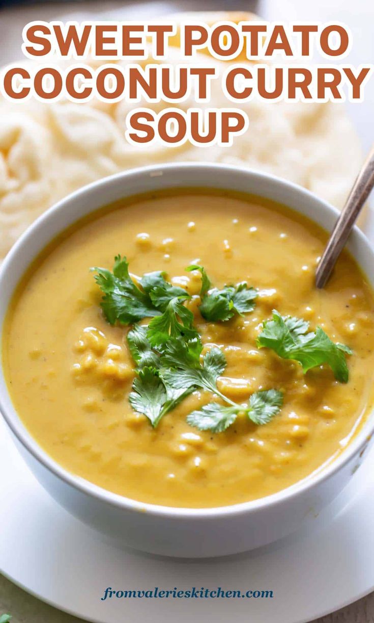 a bowl of sweet potato coconut curry soup