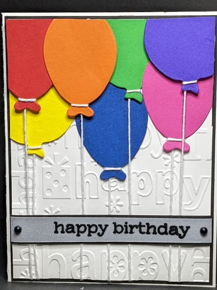 a happy birthday card with balloons on it