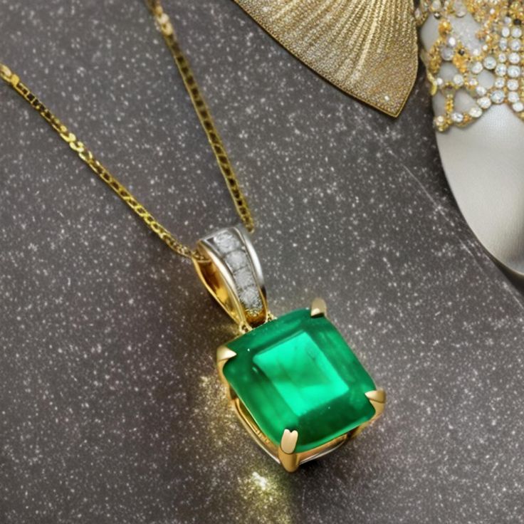 8x10 mm Emerald Diamond Pendant - 14k Gold Emerald Cut Pendant - Engagement Gift Pendant - Emerald Fashion Pendant - Party Wear Pendant Note - > Without Chain GEMSTONE DETAILS : ✦ Gemstone : Natural Zambia Emerald ✦ Gemstone Size : 8 x 10 mm ✦ Gemstone Shape : Emerald Cut ✦ Number of Gemstones : 1 ✦ Gemstone Weight : 2 Carat ✦ Gemstone Color : vivid green DIAMOND DETAILS : ✦ Diamond Type : Natural ✦ Diamond Size : 2 MM 2.5 MM ✦ Diamond Color : G-H ✦ Diamond Clarity : Slightly included ✦ Diamond Real Emerald Necklace, Emerald Fashion, Emerald Diamond Pendant, Mens Emerald Rings, Rainbow Sapphires, Fashion Pendant, Emerald Pendant, Emerald Necklace, Green Diamond