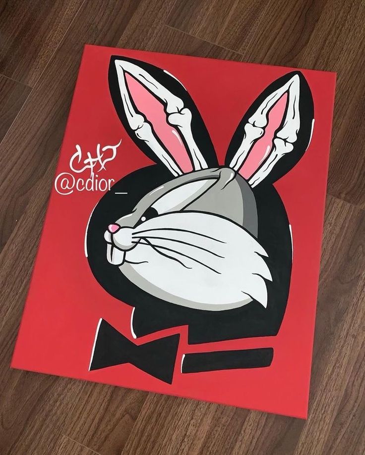 a card with an image of a rabbit's head on it