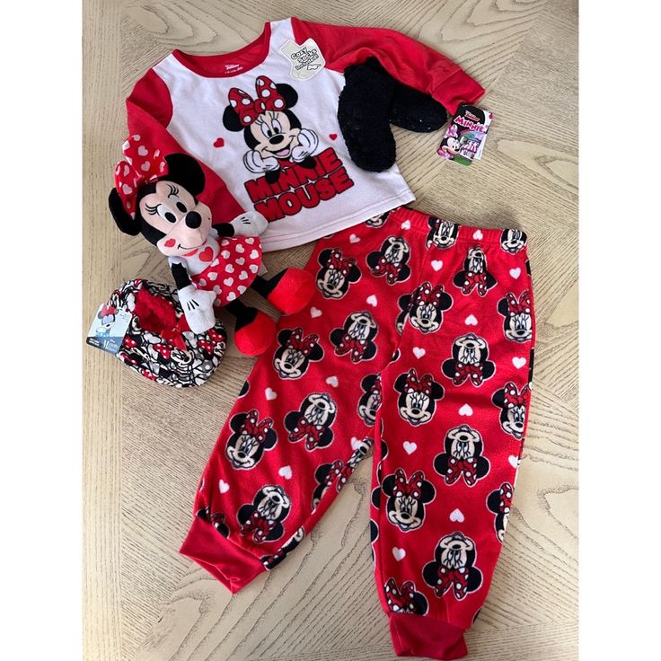 Disney Minnie Mouse Girls’ Sleep & Doll Gift Set -Pajama Size: 3t -Pajama Comes With Socks -Slippers Size: 2t-3t (4 1/2 -7 1/2) -Minnie Mouse Doll Included Brand New W/ Tags! Cute Minnie Mouse Sleepwear, Cute Red Bedtime Set, Cute Red Bedtime Sets, Playful Minnie Mouse Sleepwear For Sleepover, Cute Red Pajama Party Sets, Minnie Mouse Cotton Sleepwear For Sleepover, Minnie Mouse Cotton Sleepwear For Pajama Party, Cute Minnie Mouse Sleepwear For Pajama Party, Cute Minnie Mouse Sleepwear For Bedtime