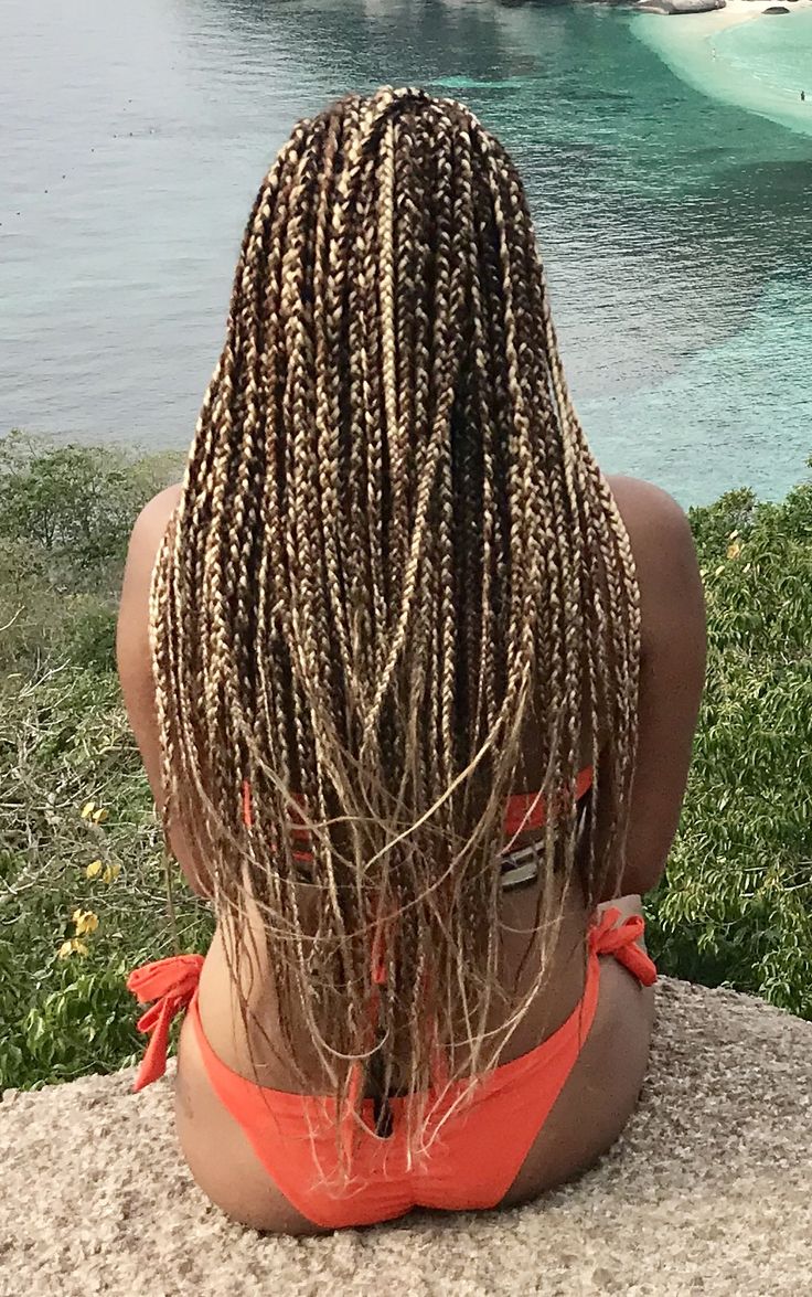 Gorgeous long box braids. Mix of brown and blonde hair. Brown And Blonde Hair, Small Box Braids Hairstyles, Braids Small, Ombre Braids, Blond Hairstyles, Box Braids Pictures, Faux Loc, Brown And Blonde, Half Updo Hairstyles