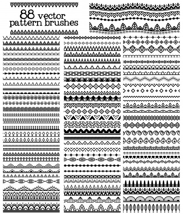 a set of 8 different pattern brushes