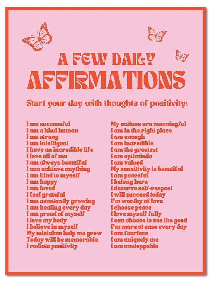 a few daily affirmations with butterflies on it