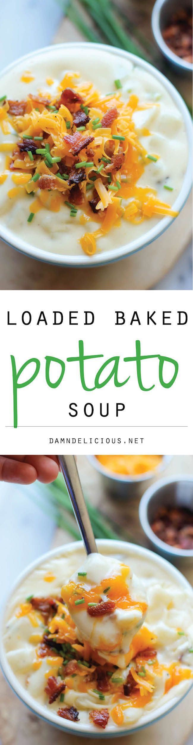 loaded baked potato soup with bacon and cheese