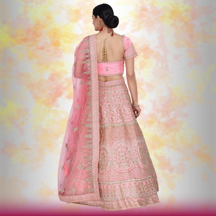 Looking for an elegant and traditional pink bridal lehenga for your wedding day? Look no further than this beautiful piece, made with luxurious silk and finished with gorgeous temple border embroidery on the dupatta and beautiful henna design embroidery on the lehenga. The entire piece is adorned with diamond work, making it truly special and perfect for your big day. You'll feel like a royal princess in this lovely lehenga! Lehenga For Wedding, Pink Bridal Lehenga, Beautiful Henna, Beautiful Henna Designs, Border Embroidery, Pink Bridal, Royal Princess, Design Embroidery, Henna Design