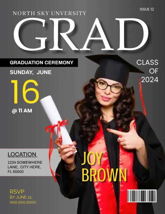 a woman in graduation cap and gown holding a diploma