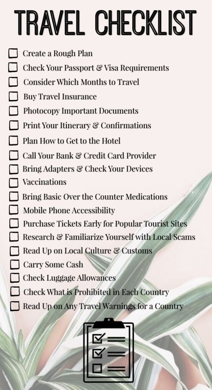 a travel checklist is shown in this image