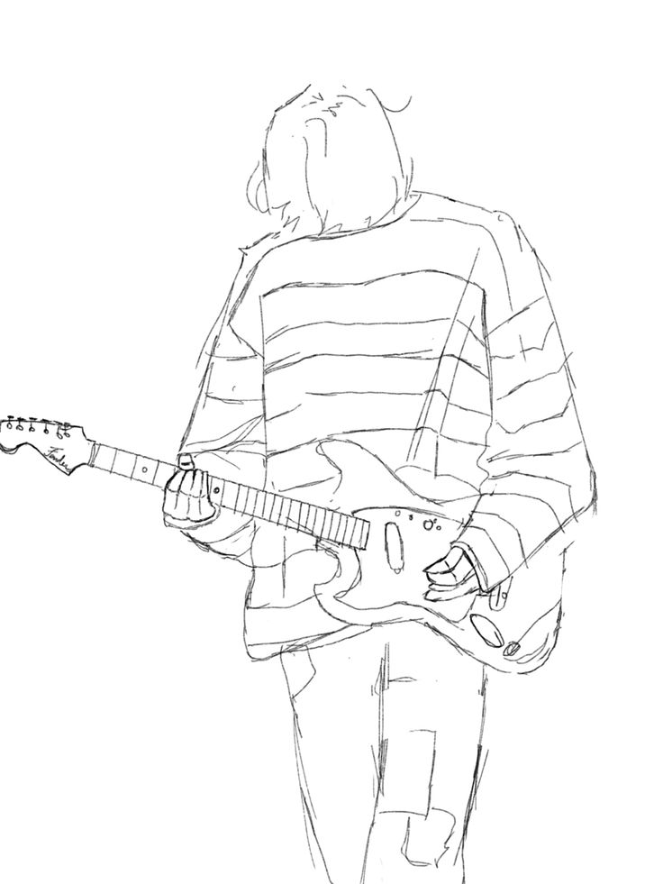 a drawing of a man with a guitar