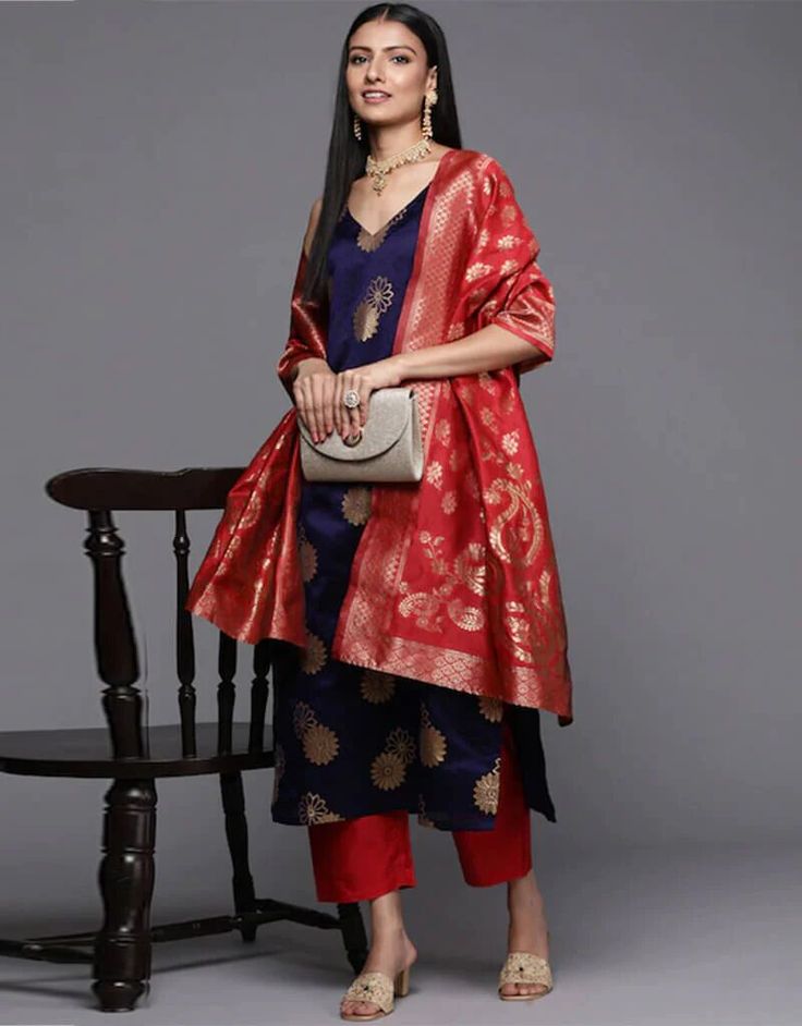 Comfortable dresses that look stylish too? YES PLEASE! Purple Banarasi Silk Pant Salwar Suit Shop Now: https://bit.ly/3PcXiFL Use Code : BOGO-20 buy 1 and get one at 20% off #arabicattire #trending #greatoffer #bigsale #festive #salwaarkameez #onsale #latestdesign Red Banarasi Salwar Suit, Banarasi Kurta Set, Banarasi Suit Designs Latest, Silk Suit Designs Indian, Bandhni Suits, Banarsi Suit Design, Banarasi Print, Banarasi Suit Designs, Pant Salwar Suit