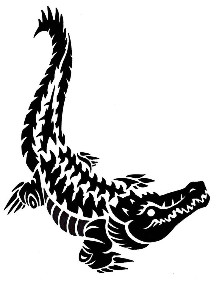 a black and white drawing of an alligator