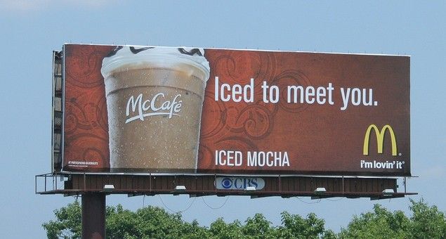 a mcdonald's iced to meet you billboard