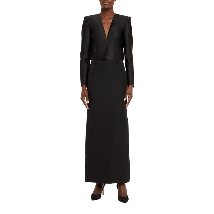 Roland Mouret taffeta jacket V neckline; concealed placket Long sleeves; button cuffs Chest welt pocket Straight fit Cropped length Polyester/silk Polyester lining Imported Taffeta Jacket, Roland Mouret, V Neckline, Bergdorf Goodman, Welt Pocket, Tops Designs, Long Sleeves, Luxury Fashion, Silk