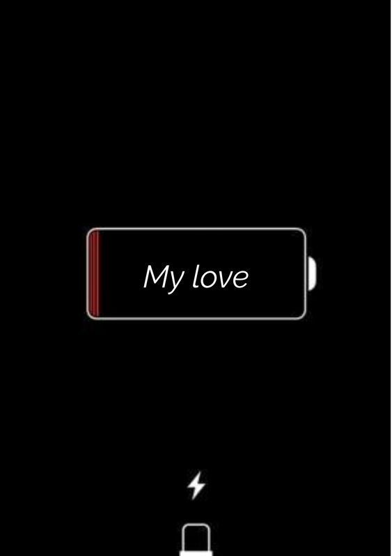 a cell phone with the text my love on it and an arrow pointing up to its screen