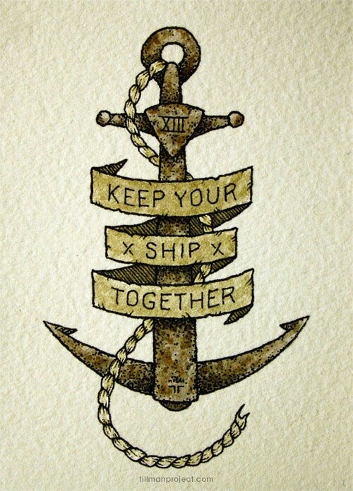 an anchor with some rope around it and the words keep your ship together