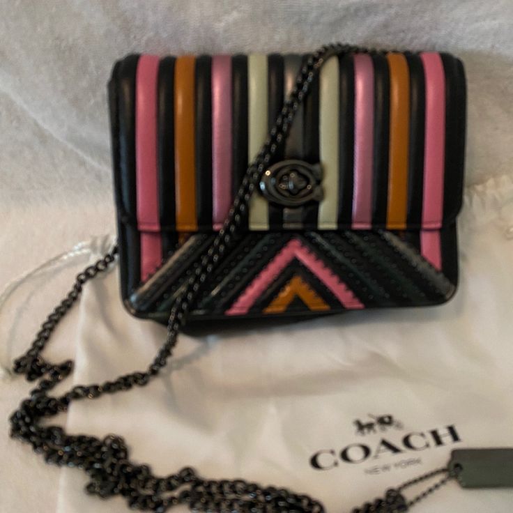 Gorgeous Coach Small Crossbody Multi-Colored Purse. Excellent Condition, Only Carried Once For An Event. 1 Inside Zip Pocket. Can Fit A Few Small Items Such As Phone, Keys And Lipstick. Black Coach Bags For Party, Trendy Multicolor Coach Shoulder Bag, Elegant Multicolor Coach Shoulder Bag, Small Crossbody Purse, Bags Coach, Small Crossbody, Crossbody Purse, Small Items, Coach Bags