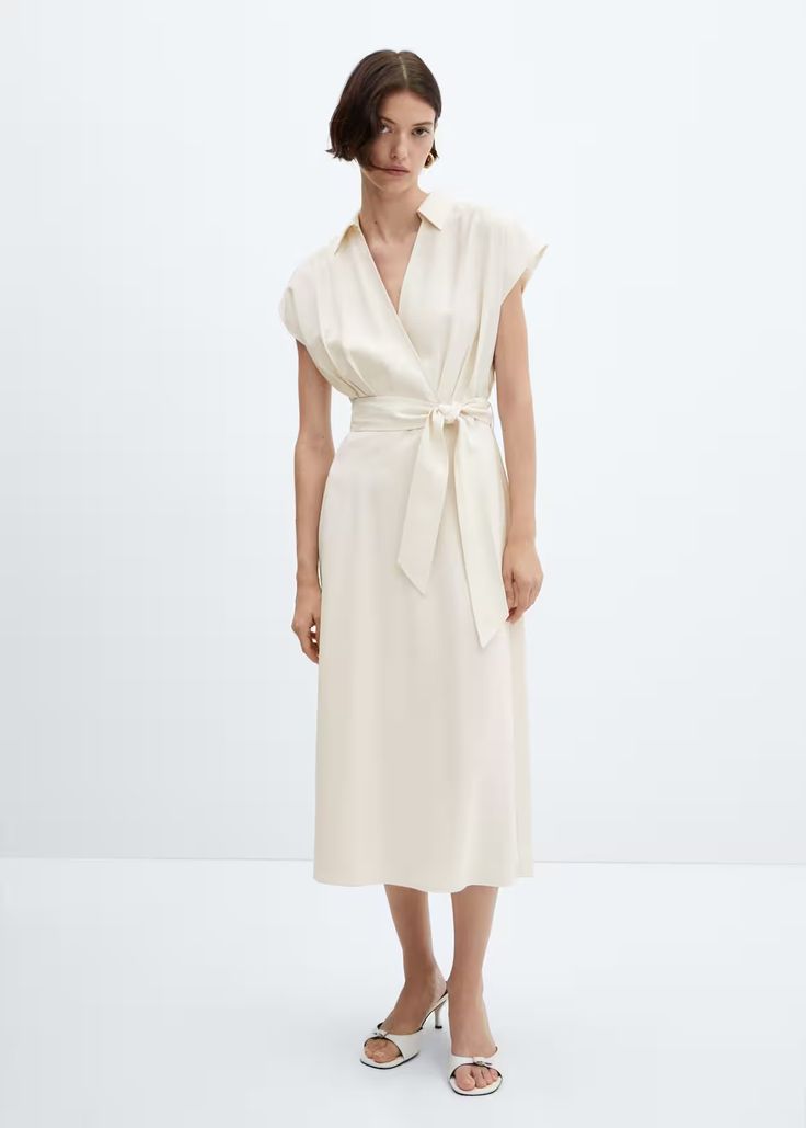 Belt wrap dress - Women | Mango USA Money Dress, Printed Satin Dress, Capsule Wardrobe Women, Budget Outfits, Chic Business Casual, Belted Wrap Dress, Button Shirt Dress, Sleeveless Knit Top, Aesthetic Outfit Ideas