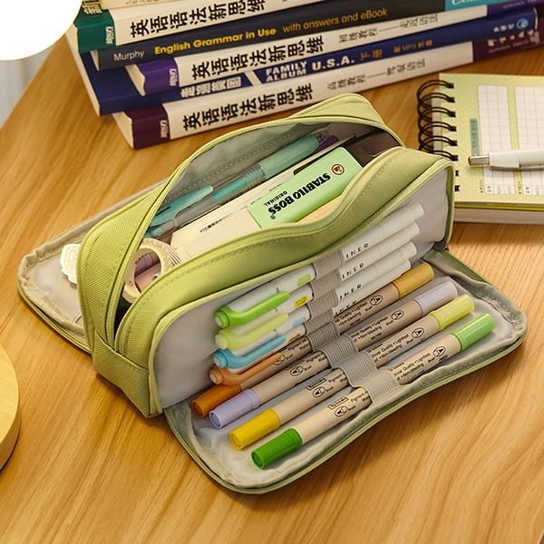 Organizing Aesthetic, Big Pencil Cases, Clear Pencil Case, School Pouch, Large Pencil Case, Canvas Pencil Case, School Pencil Case, Cute Pencil Case, School Pencils