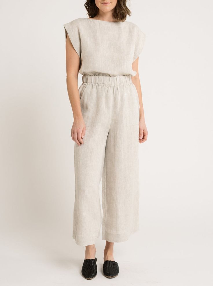 Everyday Pant - Natural Linen – LAUDE the Label Linen Wide Leg Straight Pants For Loungewear, Relaxed Fit Linen Wide Leg Pants With Straight Hem, Relaxed Linen Wide Leg Trousers, Relaxed Wide Leg Linen Pants, Effortless Relaxed Fit Linen Wide Leg Pants, Elegant Linen Wide Leg Pants With Elastic Waistband, Elegant Wide Leg Linen Pants With Elastic Waistband, Elegant Linen Pants With Elastic Waistband, Effortless Linen Lounge Pants