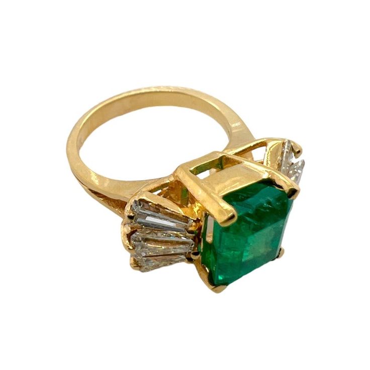 14K yellow gold ring with emerald and diamond.    Sophia D by Joseph Dardashti LTD has been known worldwide for 35 years and are inspired by classic Art Deco design that merges with modern manufacturing techniques. Art Deco Yellow Gold Emerald Ring With Brilliant Cut, Gold Emerald Ring With Diamond Accents For Formal Occasions, Formal Gold Emerald Ring With Diamond Accents, Gold Emerald Ring In Art Deco Style, Gold Emerald Cut Art Deco Ring, Gold Art Deco Emerald Ring, Gold Ring With Emerald, Ring With Emerald, Emerald And Diamond Ring