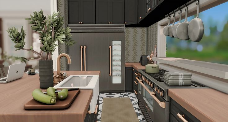 Dark Kitchen Interior, Sims 4 Interior, Sims Rooms, Sims 4 Kitchen, Cc Sims4, I Lied, The Sims 4 Packs, Sims Building, Sims 4 Gameplay