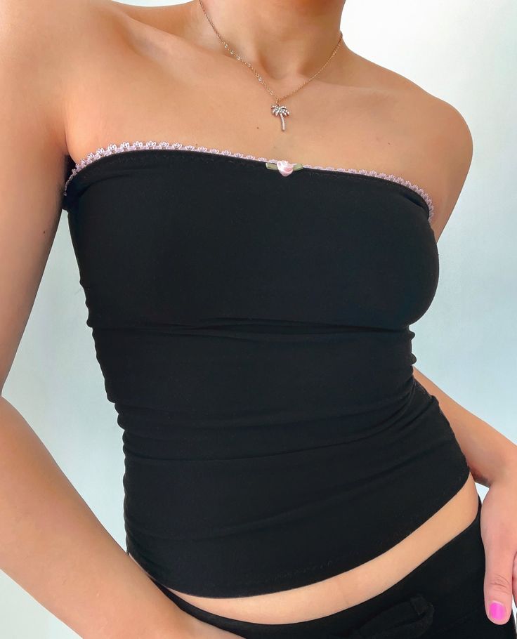 Sewing Tube Top, Tube Tops Outfit, Tube Too, Cute Tube Tops, Tube Top Outfits, Sparkle Prom Dress, Black Tube Tops, Black Tube Top, Black Tube