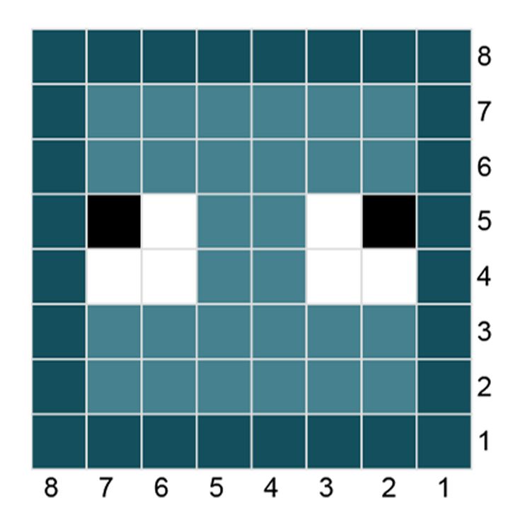 a square with squares and numbers on it