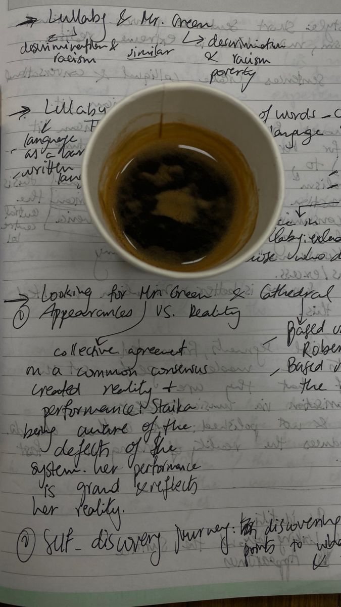 a cup of coffee sitting on top of a piece of paper next to a handwritten note