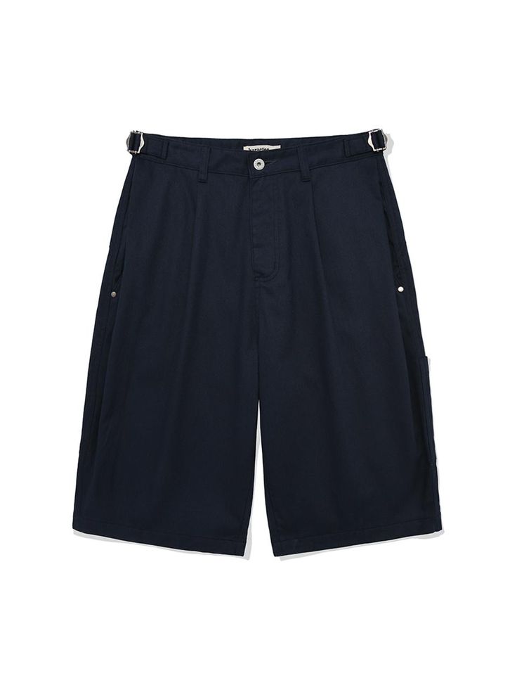 The bermuda shorts is made of washed cotton that has soft touch. The shorts features relaxed wide silhouette and curved yoke on the back. The shorts has pleats on the front and adjusters on the waist.- Metal button, zipper closure- Side pockets- Patch pockets- Back pockets- Metal buckle adjuster Summer Wide Leg Shorts With Cargo Pockets, Summer Cargo Pocket Wide Leg Shorts, Casual Bermuda Shorts With Belt Loops, Cotton Bermuda Shorts For Work, Cotton Bermuda Shorts With Belt Loops, Relaxed Fit Wide Leg Shorts With Hip Pockets, Relaxed Fit Bermuda Shorts With Belt Loops, Bermuda Cotton Shorts For Workwear, Classic Wide Leg Cotton Shorts