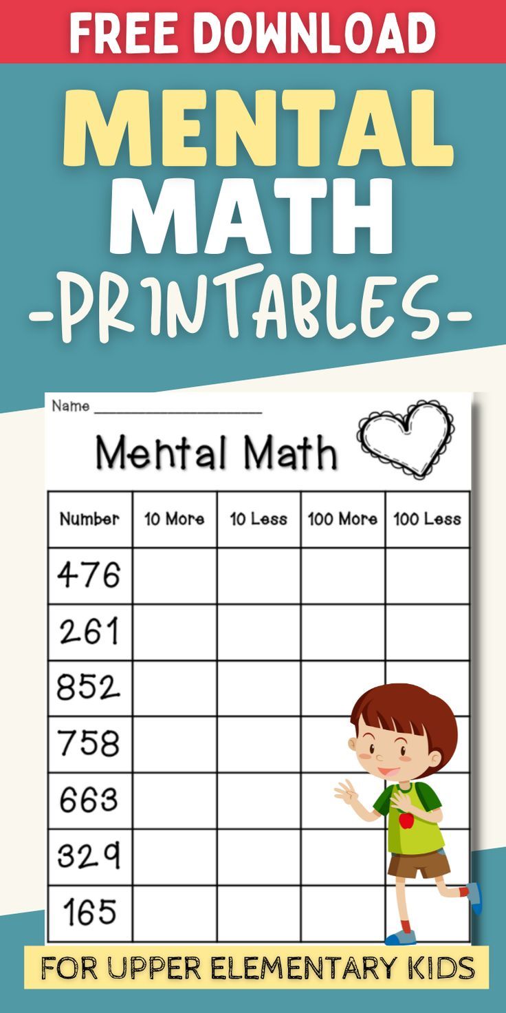 the free printable mental math worksheet for upper and lower elementary students to practice numbers