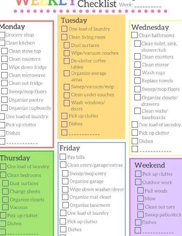 a printable cleaning checklist for the home